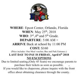 Epcot Field Trip Reminder
