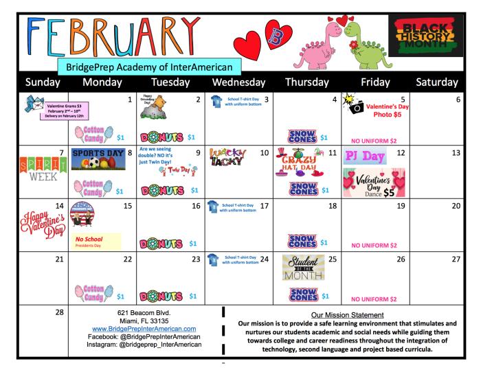 February Calendar - News and Announcements -