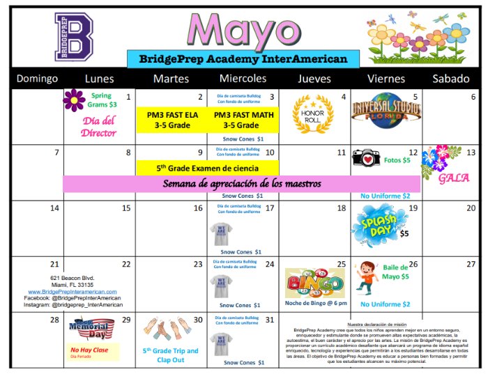 May Activity Calendar - News and Announcements -