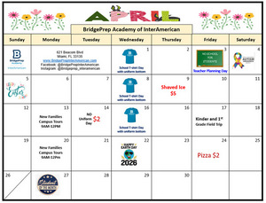 ✨April 2026 Activity Calendar ✨