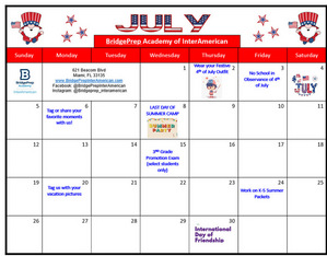 ✨July 2026 Activity Calendar ✨